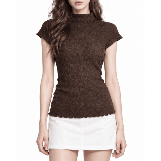 Turtleneck Short-Sleeve Top